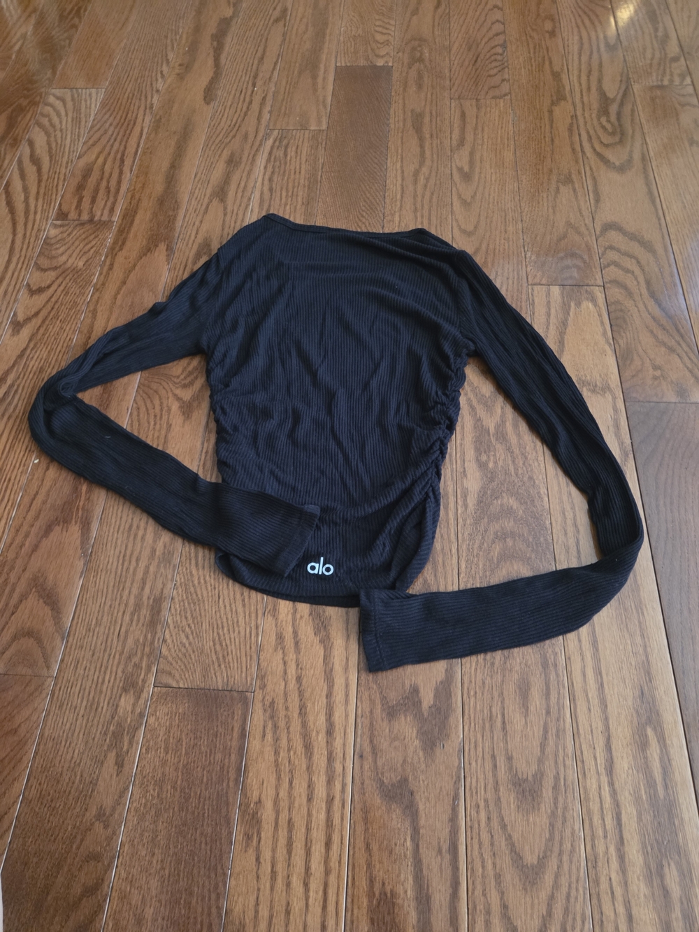 ALO Yoga Black Ribbed Long-Sleeve Slim Top